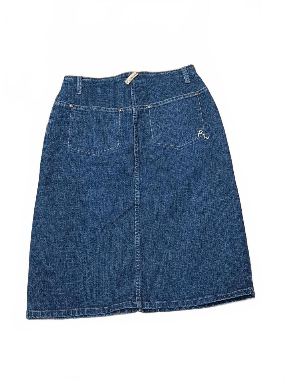 Y2k Rocawear Denim Blue Jean Skirt Size 16 Vintage Midi - Picture 4 of 6